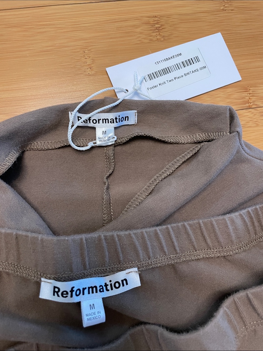 Reformation Foster Knit Two Piece Medium Shitake High Neck Rushed Sides - Picture 7 of 13